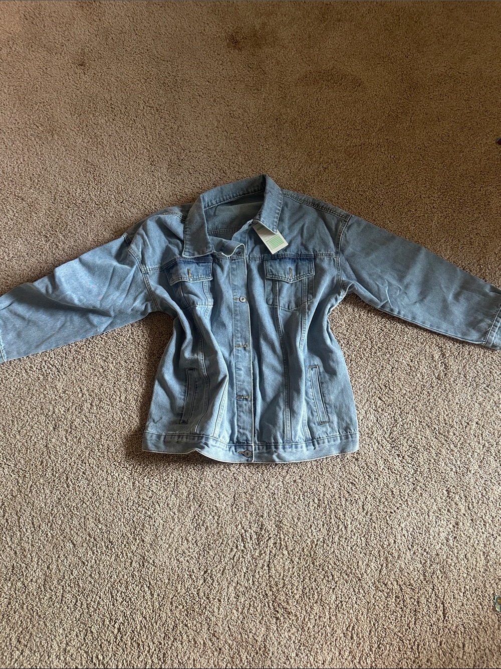 Light Blue Denim Jacket for women- button up SIZE LARGE